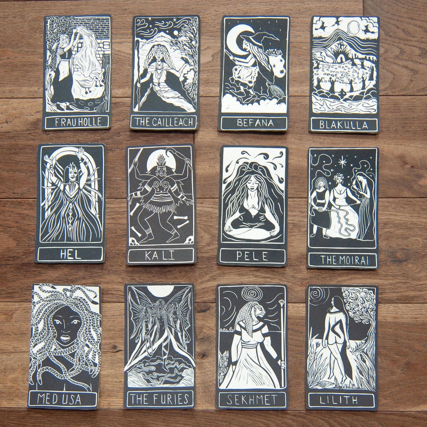 THE FURIES ORACLE ALTAR CARD | Linocut design