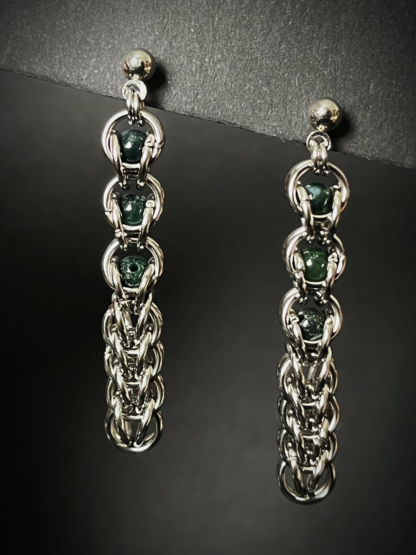 Lyra Earrings - green malachite - By Wilou Designs