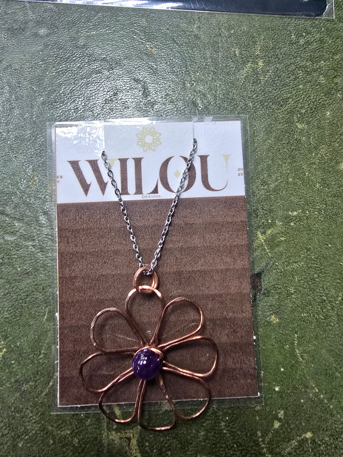 Copper Flower necklace - Amethyst