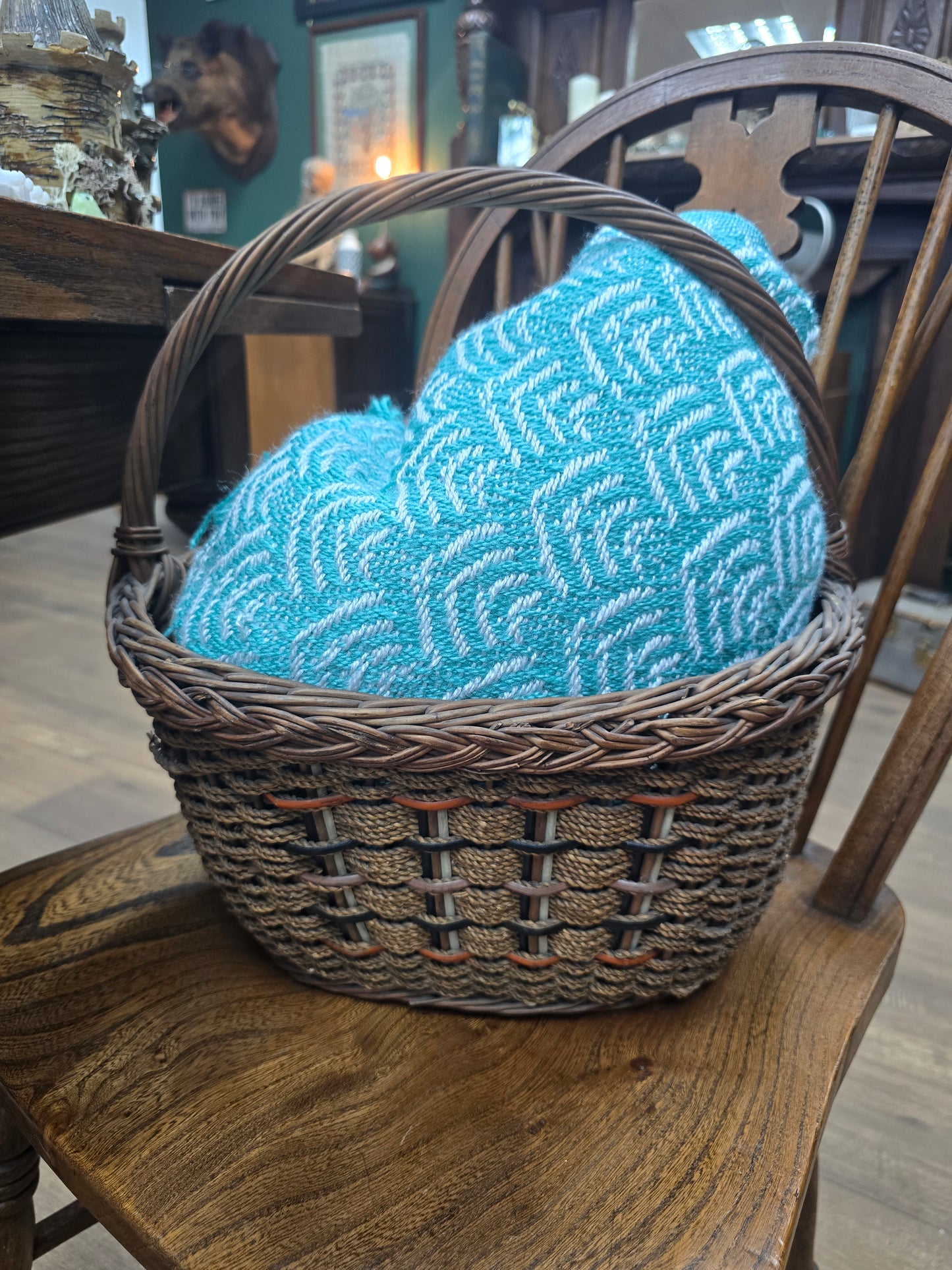 Hand-weaved Dogwood Basket with colour detail