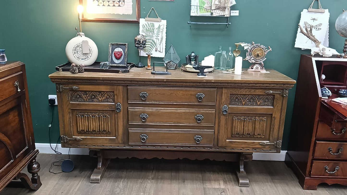 Carved Oak Sideboard (Old Charm Style)