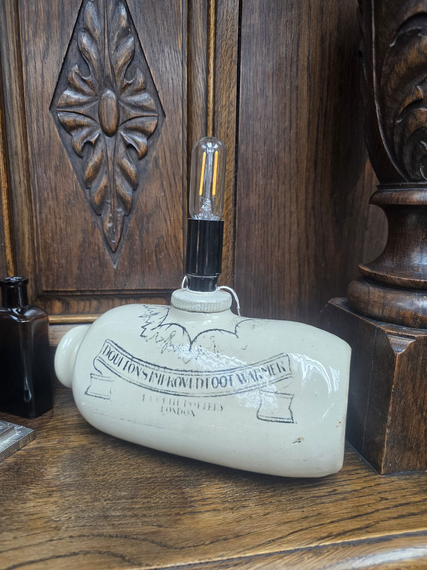 Stoneware hot water bottle Lamp by Old stuff lighting