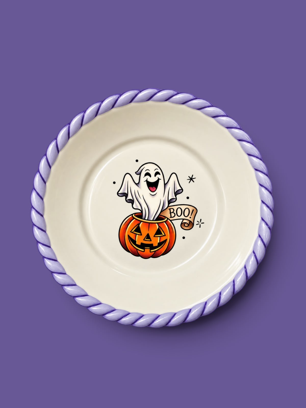 Ghost Boo Pumpkin plate by Hollow House Emporium