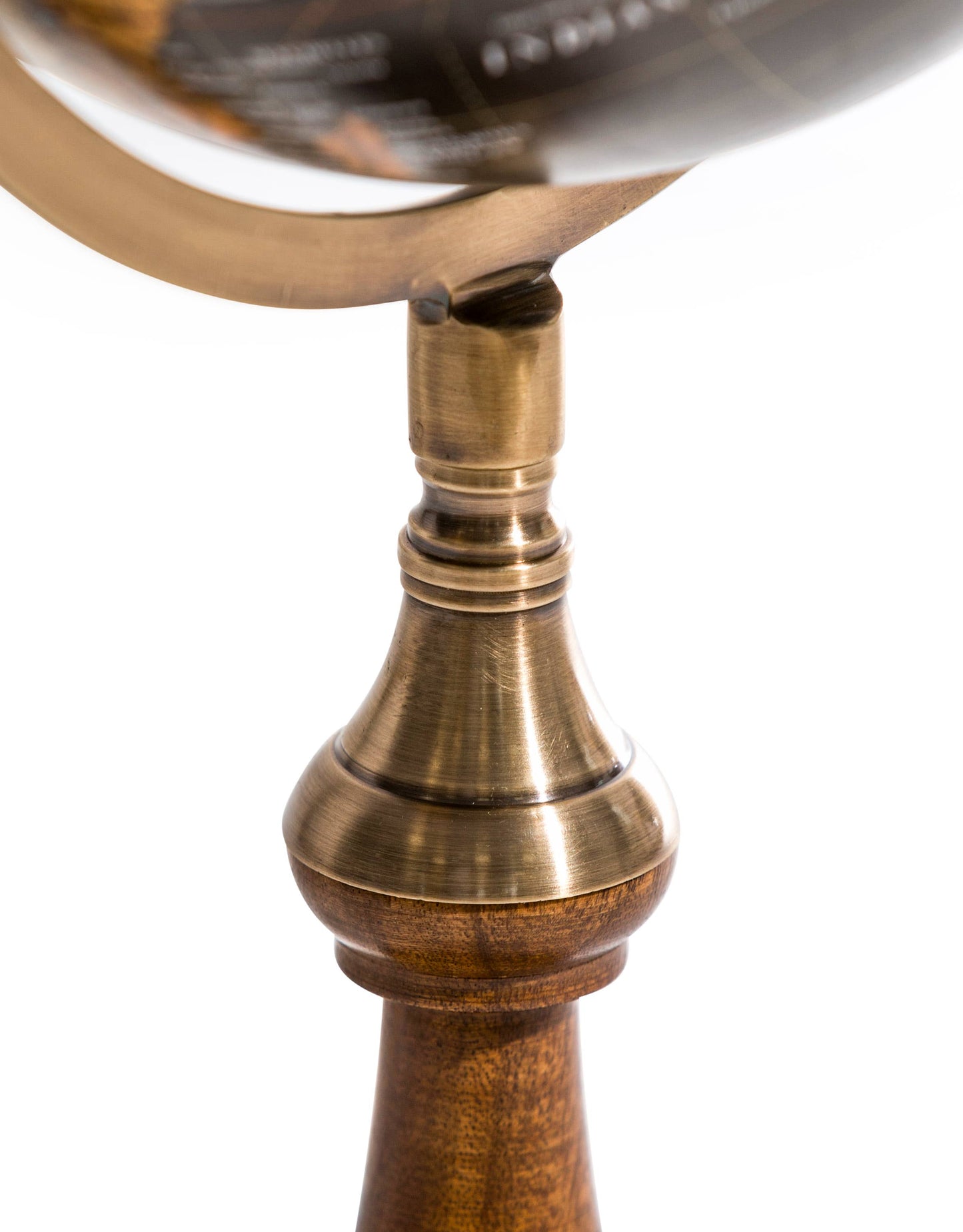 Antique Black Globe on Brass & Wood Stand