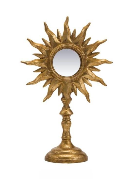 Gold Sunburst Mirror on Stand