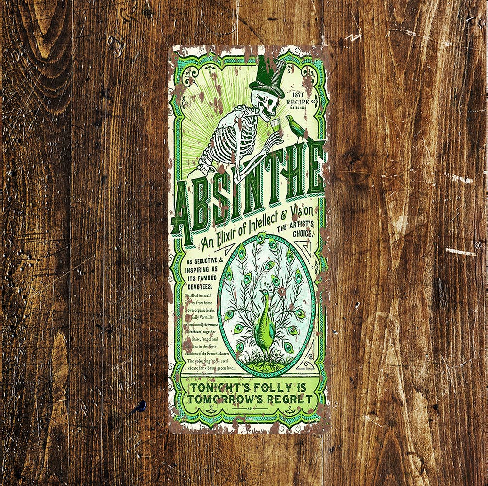 Absinthe Green Drink - Metal Wall Sign