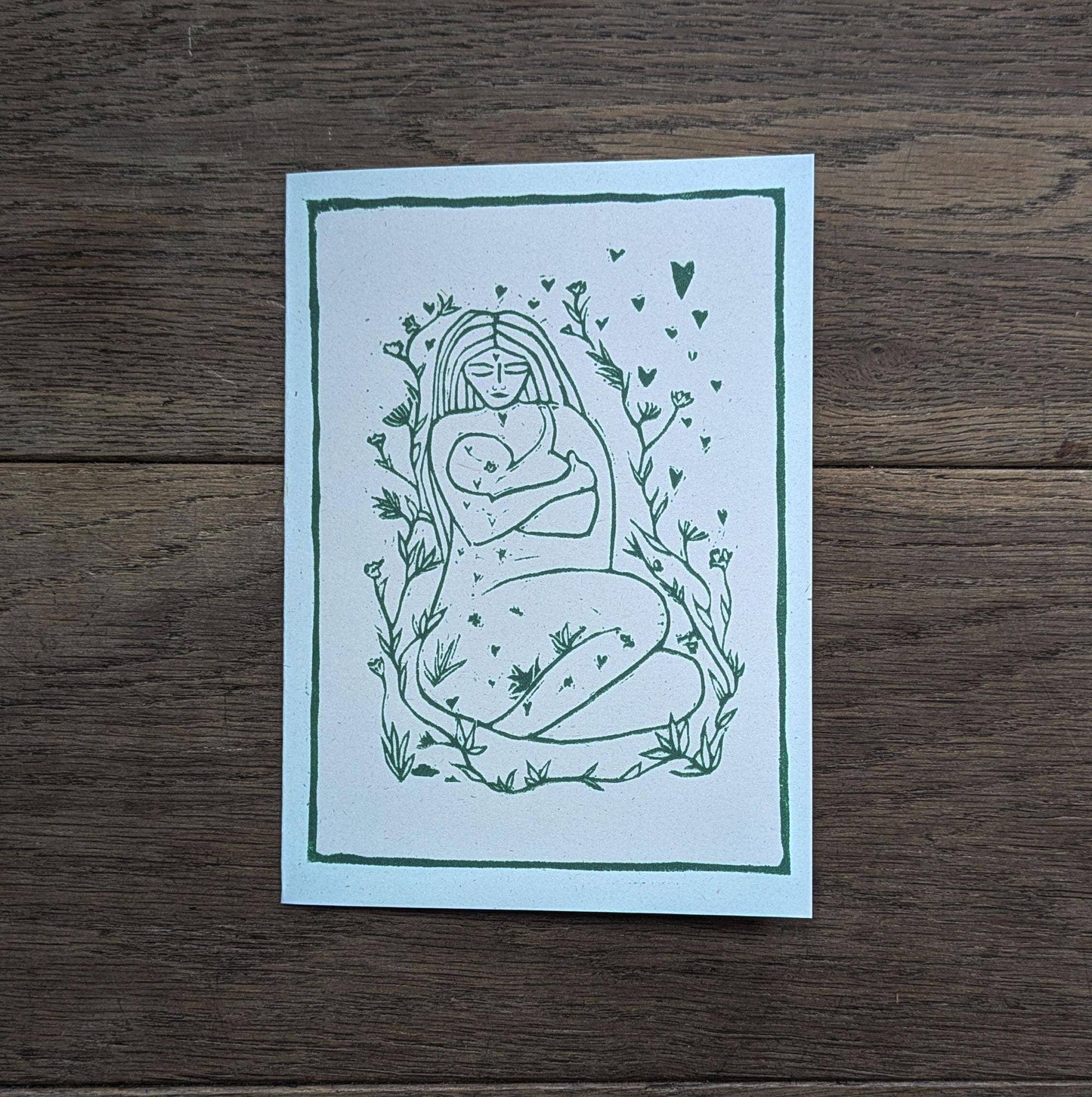 MOTHER AND BABY | Greeting card | Linocut design
