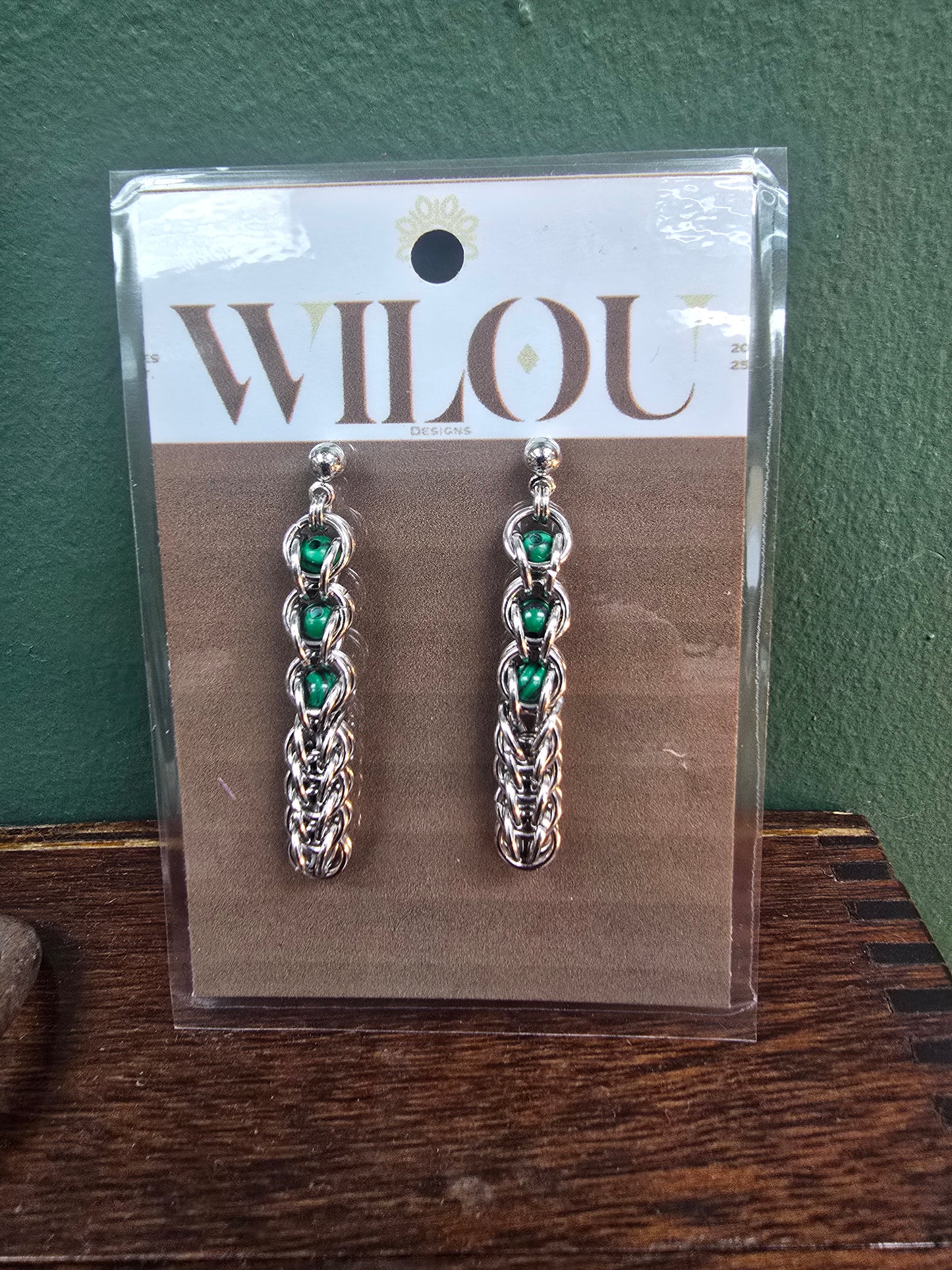 Lyra Earrings - Malachite by Wilou Designs