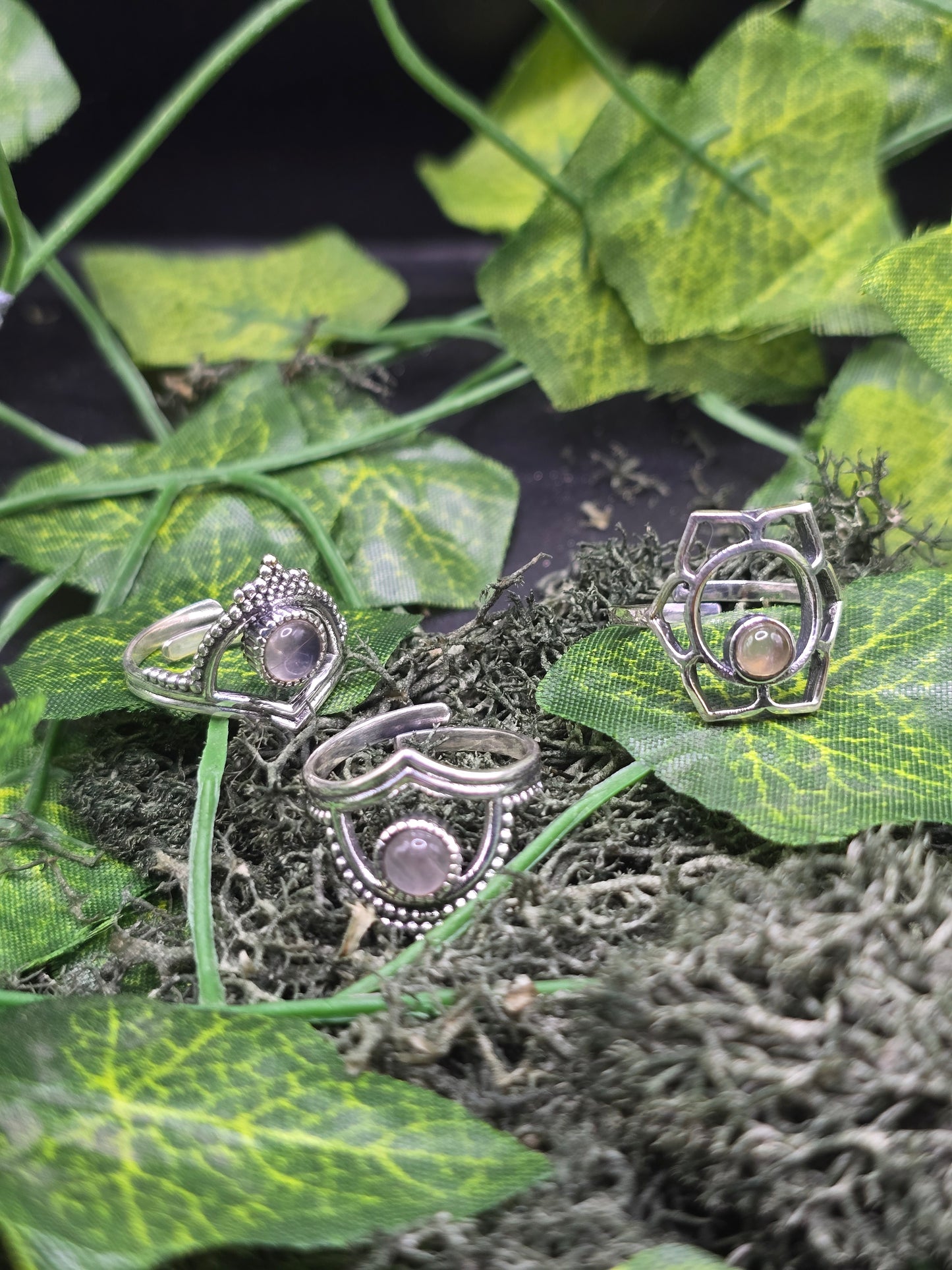 Silver plated gemstone rings - Smoky Quartz