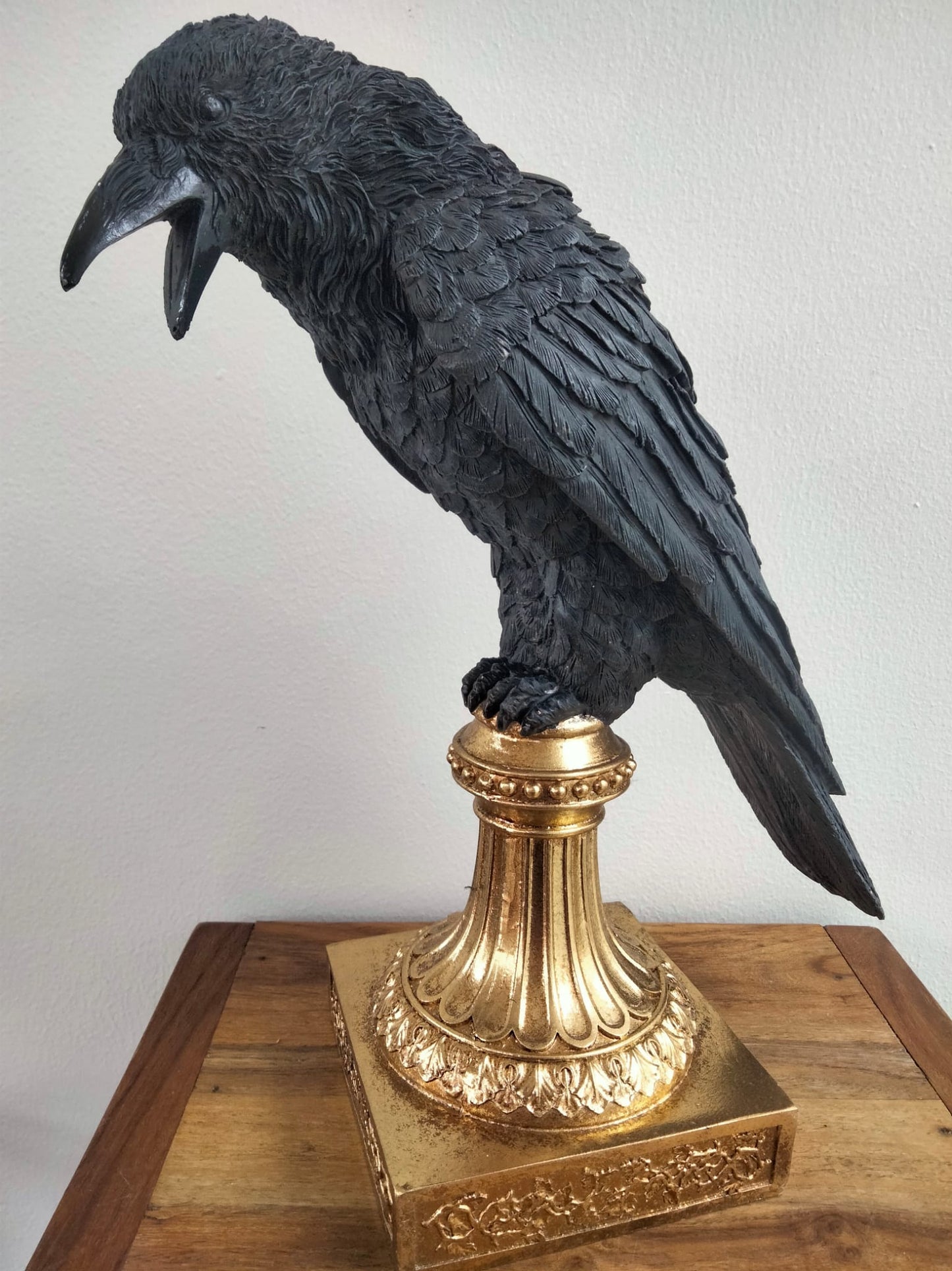 Raven Candle Holders On Ornate Gold Base