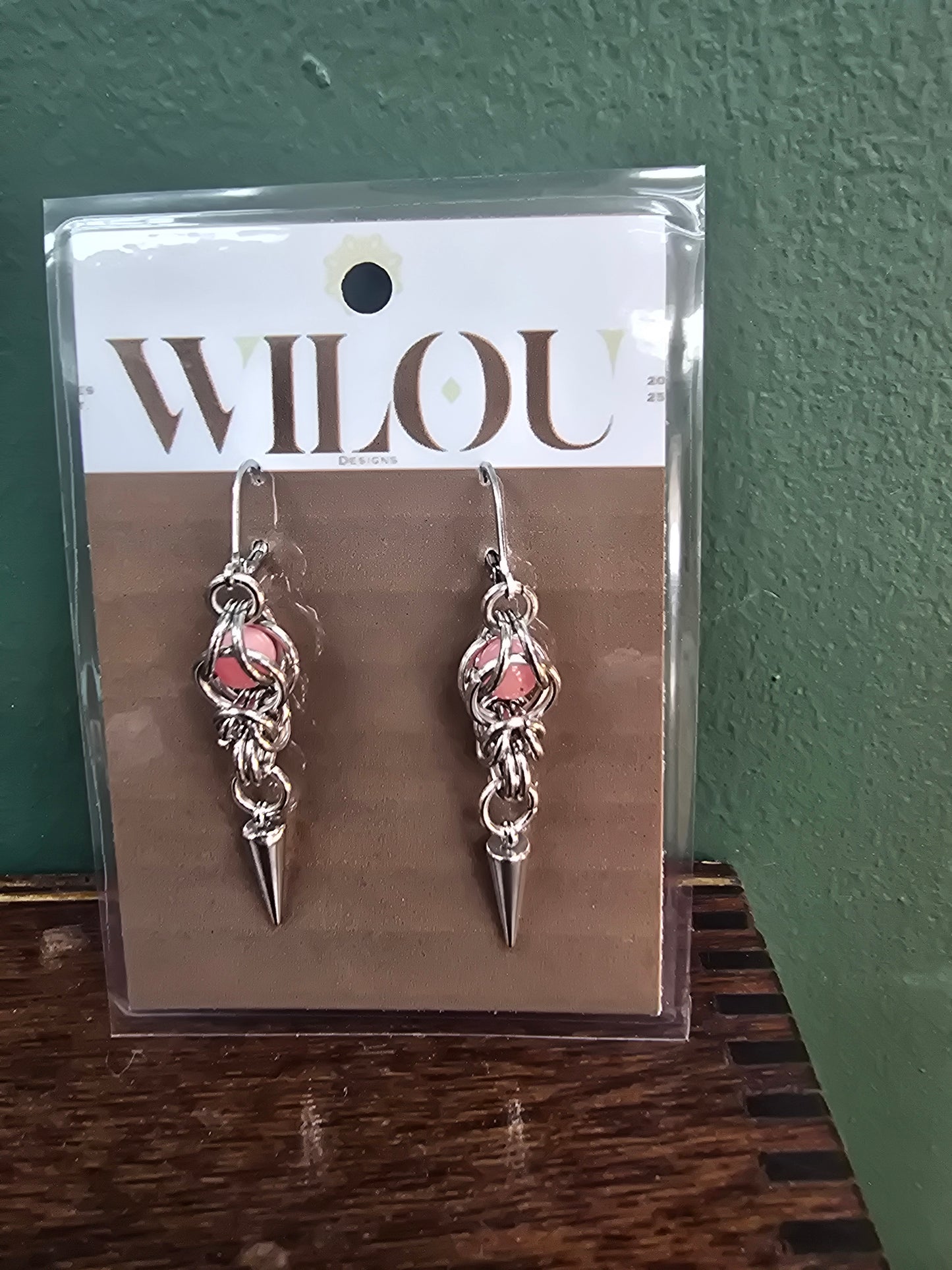 Spike Earrings - Rhodonite