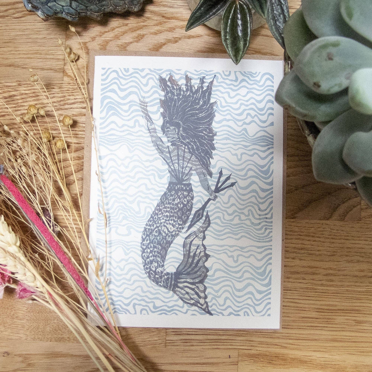 THE MERFOLK | Greeting card | Linocut design