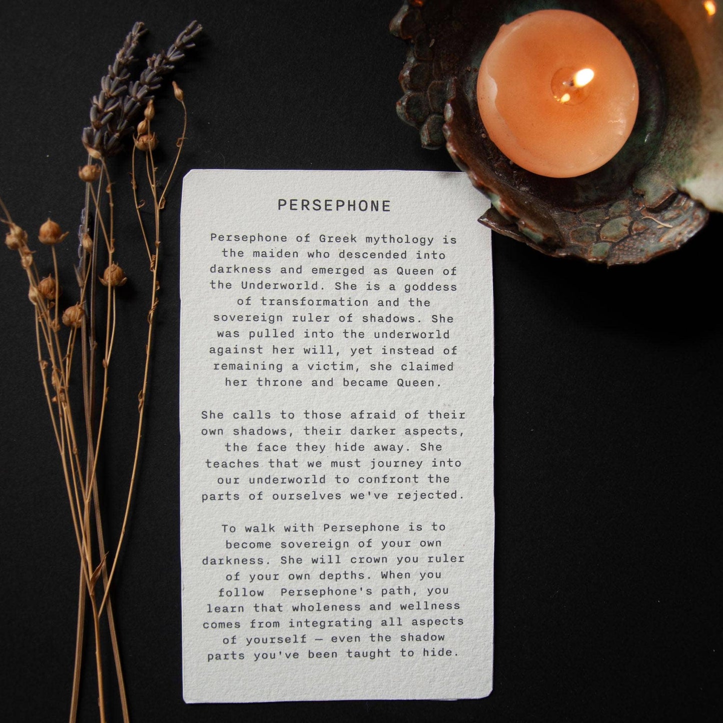 PERSEPHONE  ORACLE ALTAR CARD | Linocut design