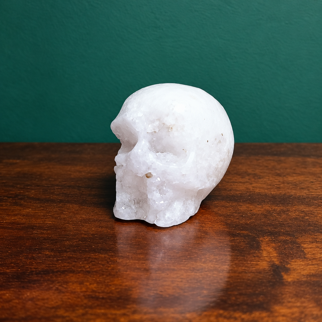 small pink amethyst skull by gaia soul