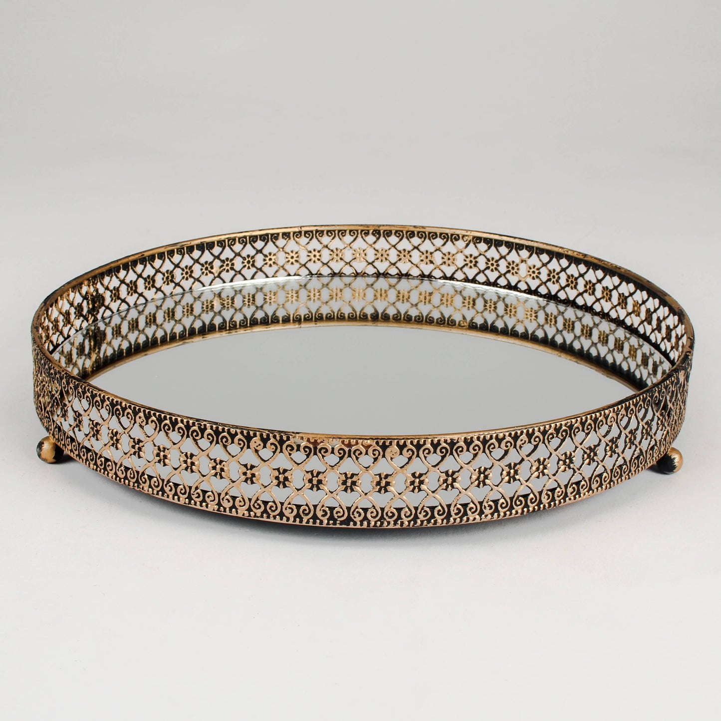 Antique Gold Mirrored Tray – Elegant Decorative Accent