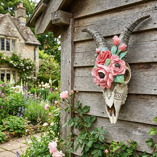 Goat Skull with Flowers