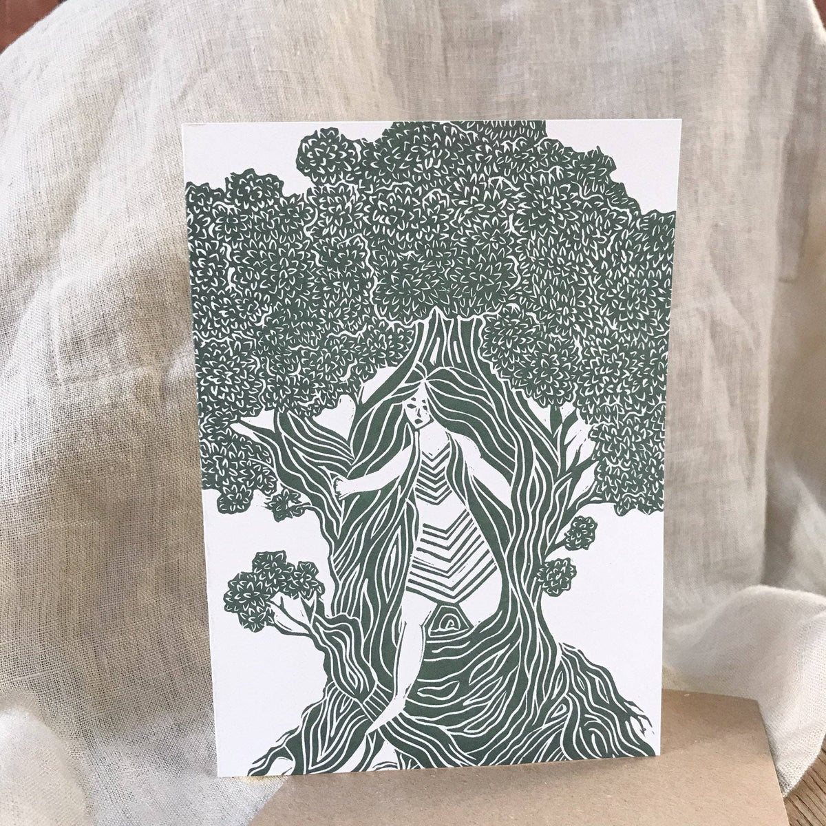 THE DRYAD | Greeting card | Linocut design.
