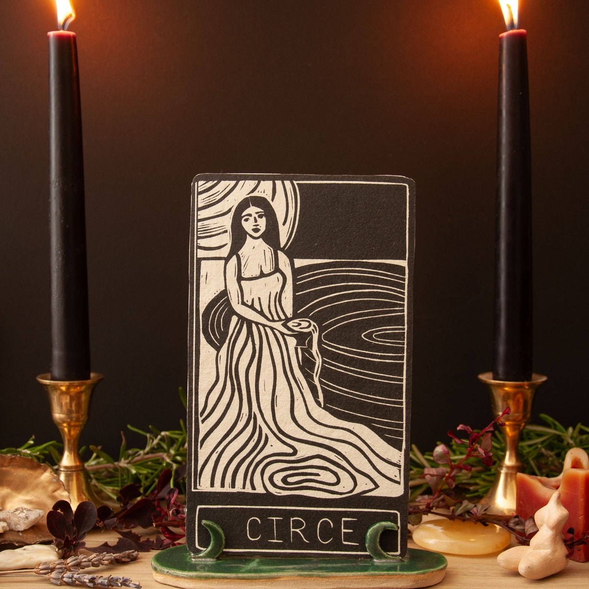 CIRCE ORACLE  ALTAR CARD | Linocut design