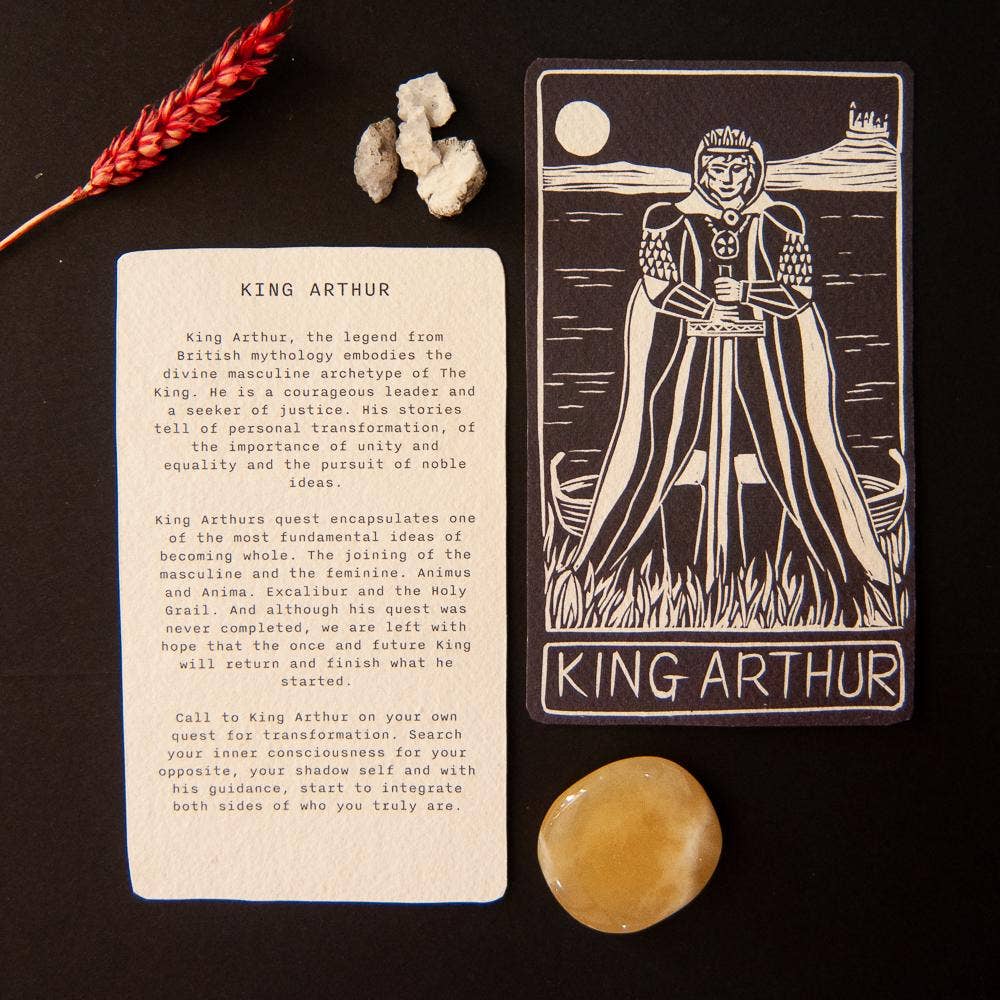 KING ARTHUR ORACLE ALTAR CARD | Linocut design