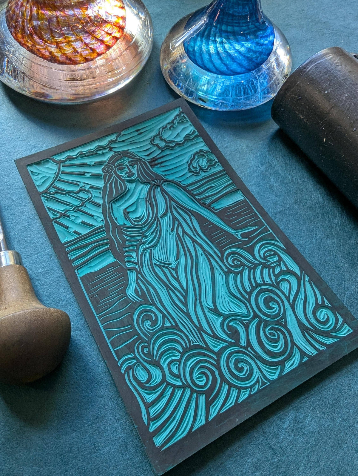 APHRODITE ALTAR CARD| linocut design