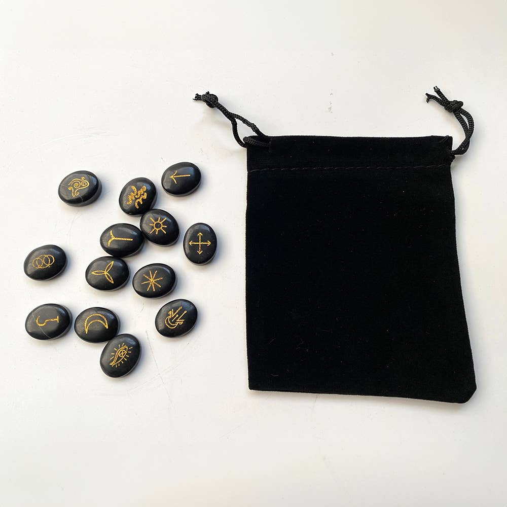Witches Rune Set, Symbol Stones, With Pouch