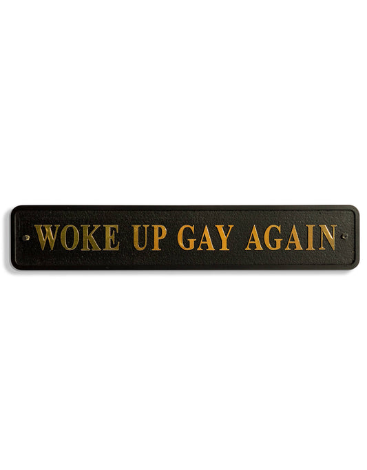 Black & Gold "Woke Up Gay Again" Wall Sign