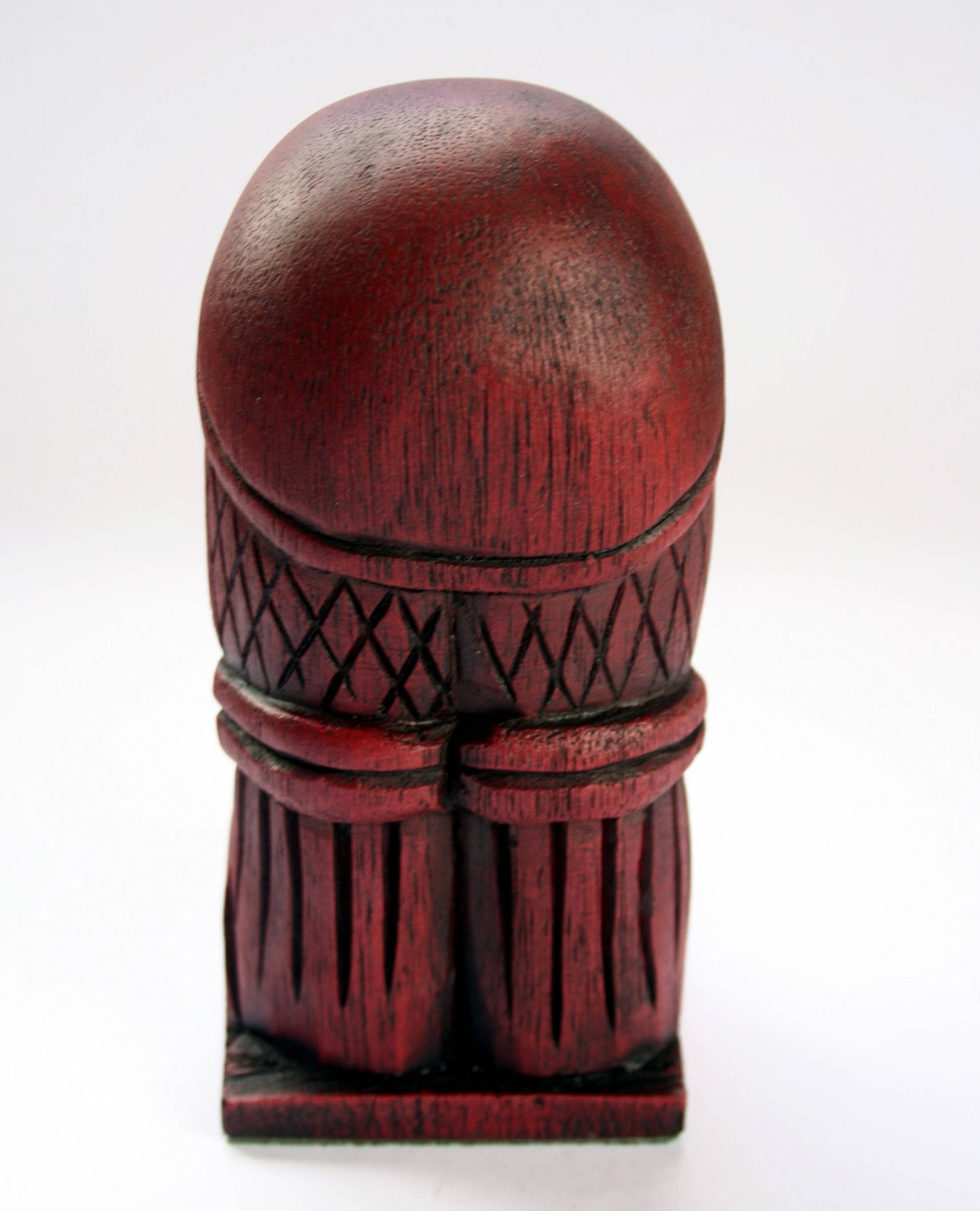 Red Viking Head Oseberg Cart - Reproduction Norse Pagan Carving.