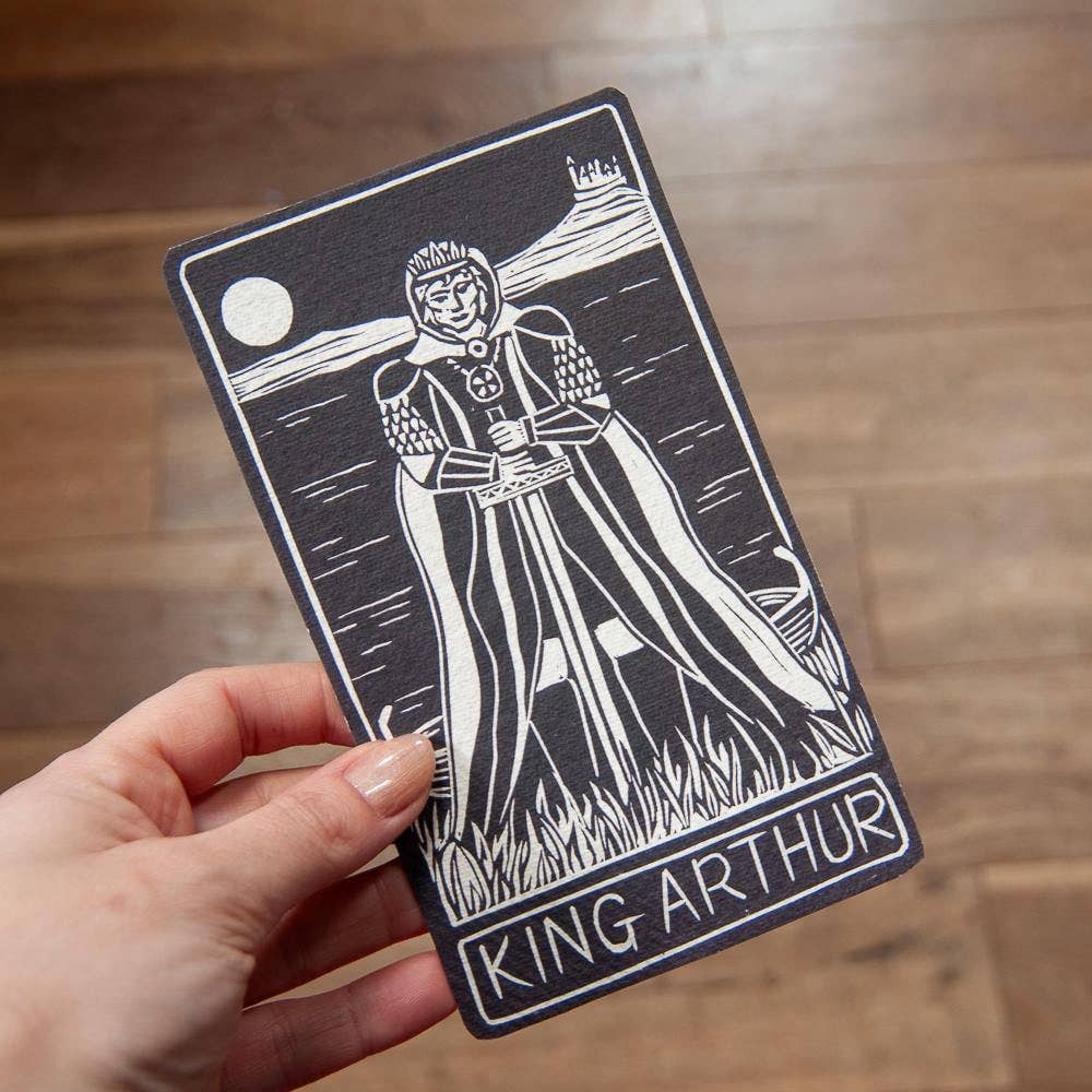 KING ARTHUR ORACLE ALTAR CARD | Linocut design