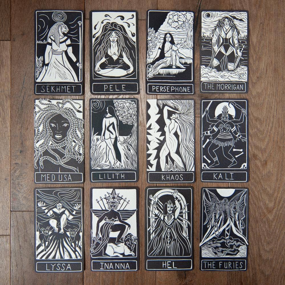 KING ARTHUR ORACLE ALTAR CARD | Linocut design
