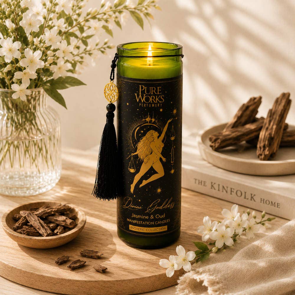 Candle in Glass Jar Esoteric Divine Goddess Jasmine and Oud