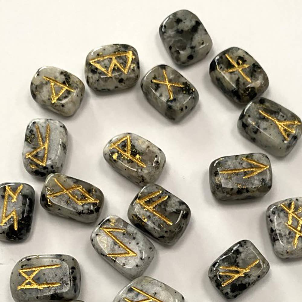 Elder Futhark Rune Set, Tumbled Stones 1-2cm, With Pouch