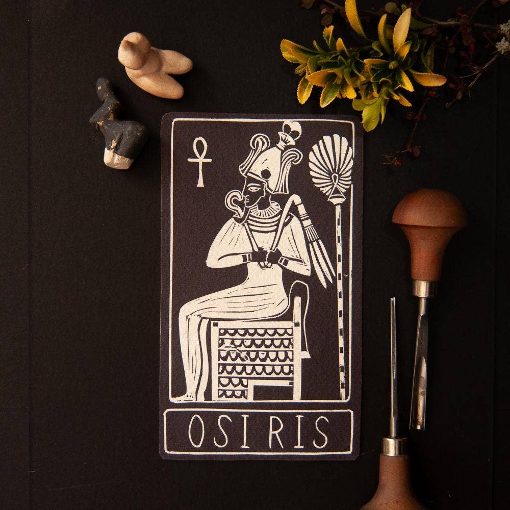 OSIRIS ORACLE ALTAR CARD | Linocut design