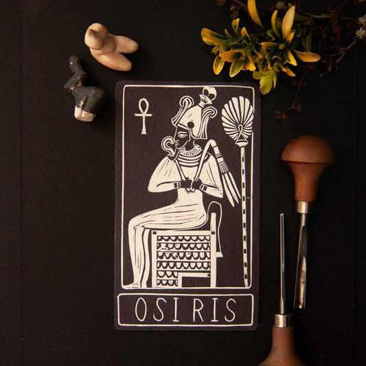 OSIRIS ORACLE ALTAR CARD | Linocut design