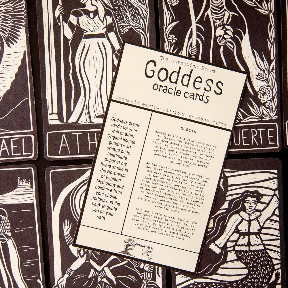 MERLIN ORACLE ALTAR CARD | linocut design