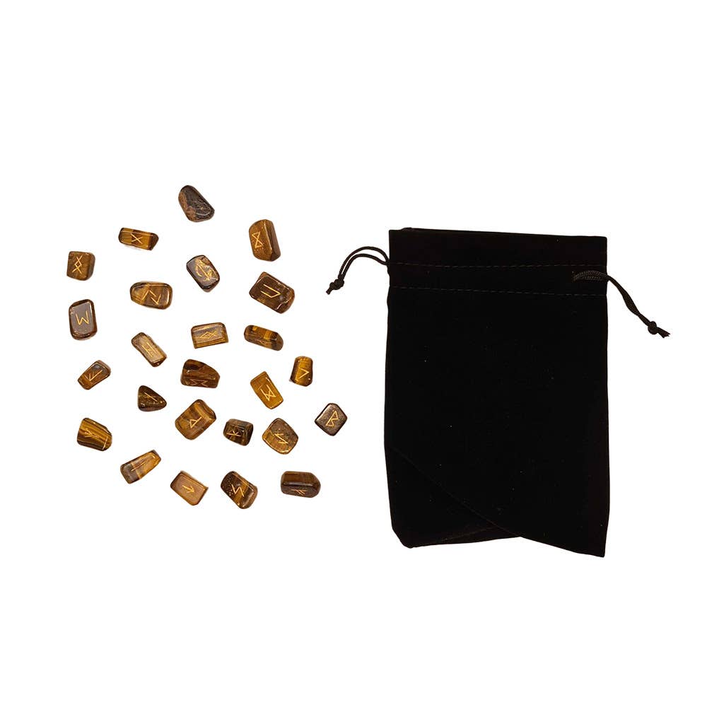 Elder Futhark Rune Set, Tumbled Stones 1-2cm, With Pouch