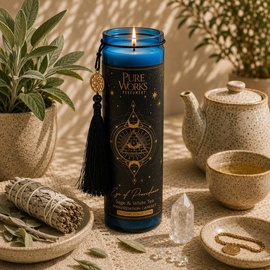 Candle Glass Jar Esoteric Eye of Providence Sage/White Tea