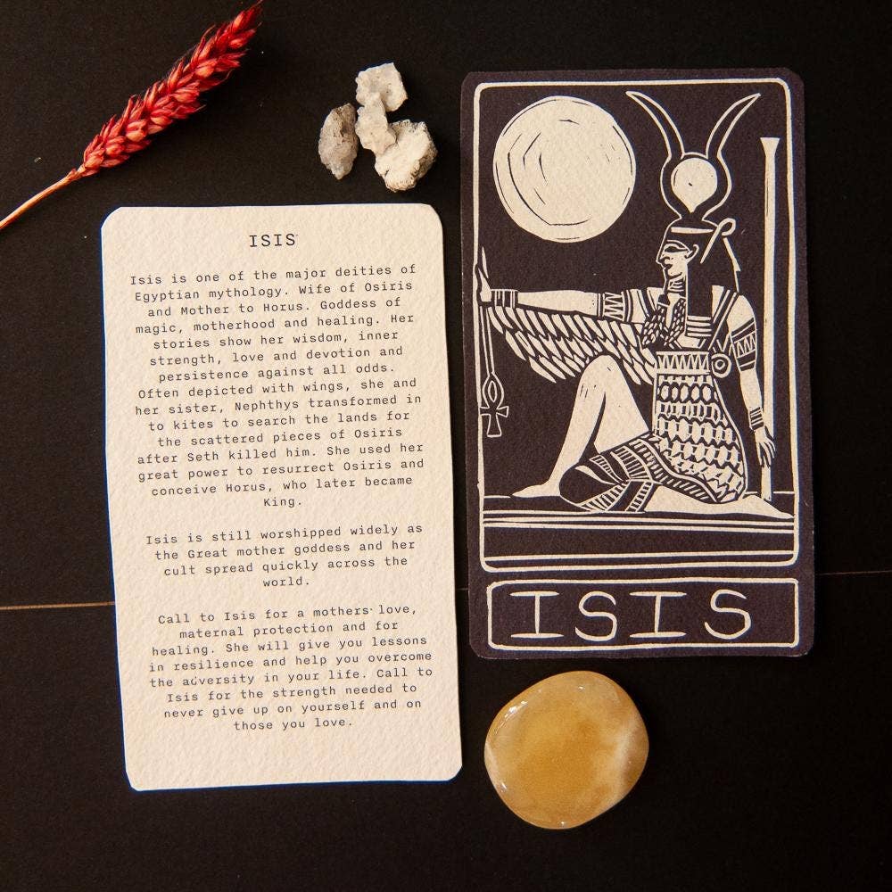 ISIS ORACLE ALTAR CARD | linocut design