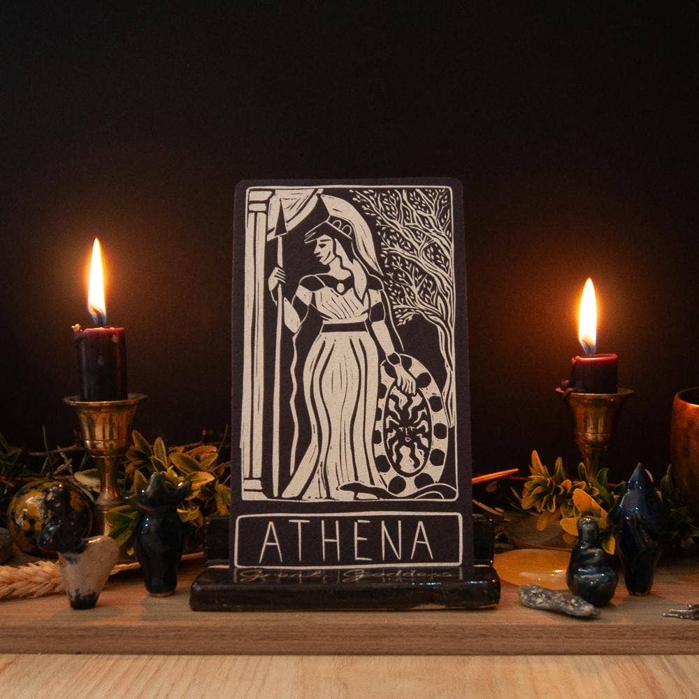 ATHENA ORACLE ALTAR CARD | Original Linocut Design
