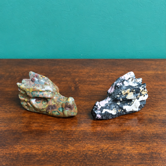 Small Carved Crystal Dragon Heads by Gaia Soul