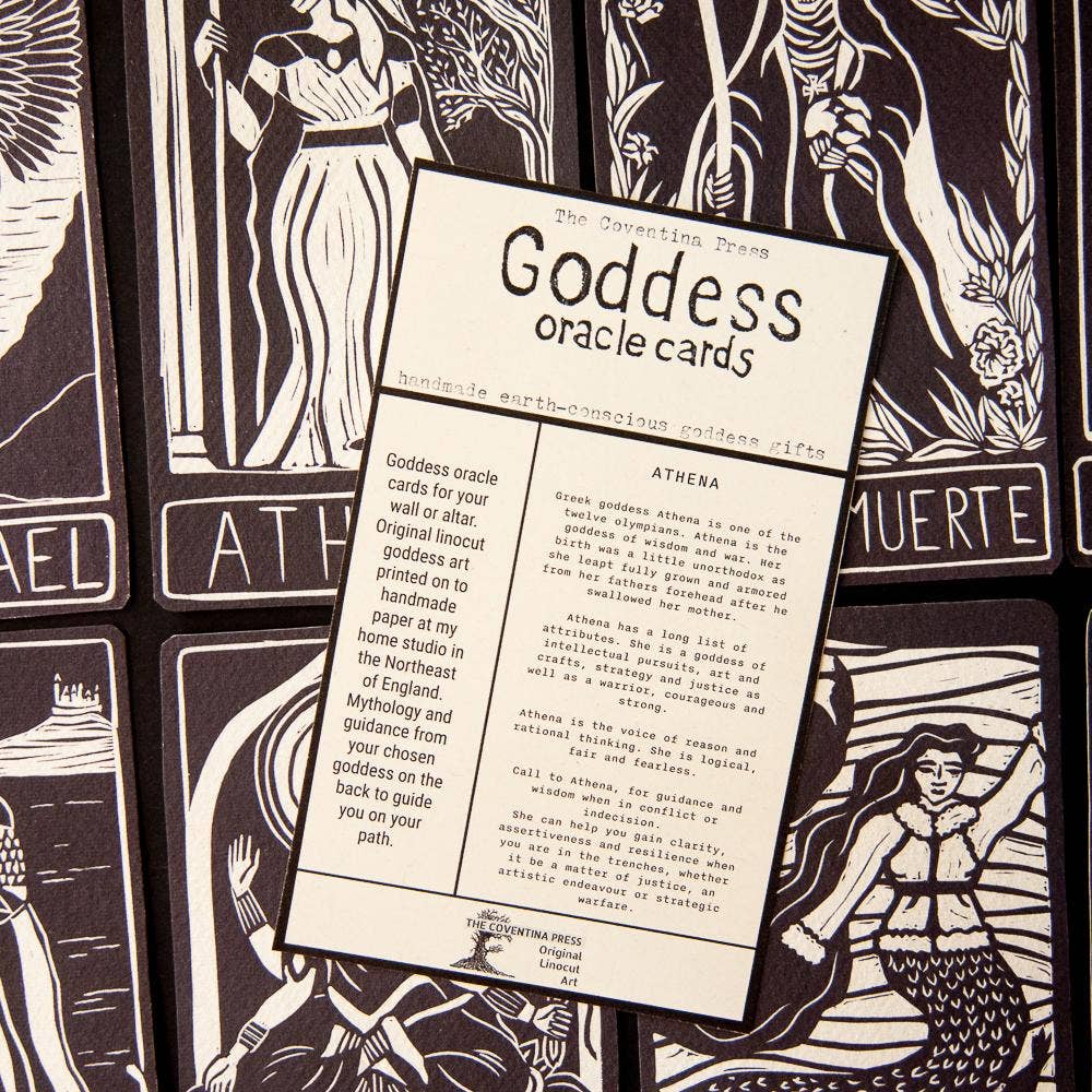ATHENA ORACLE ALTAR CARD | Original Linocut Design