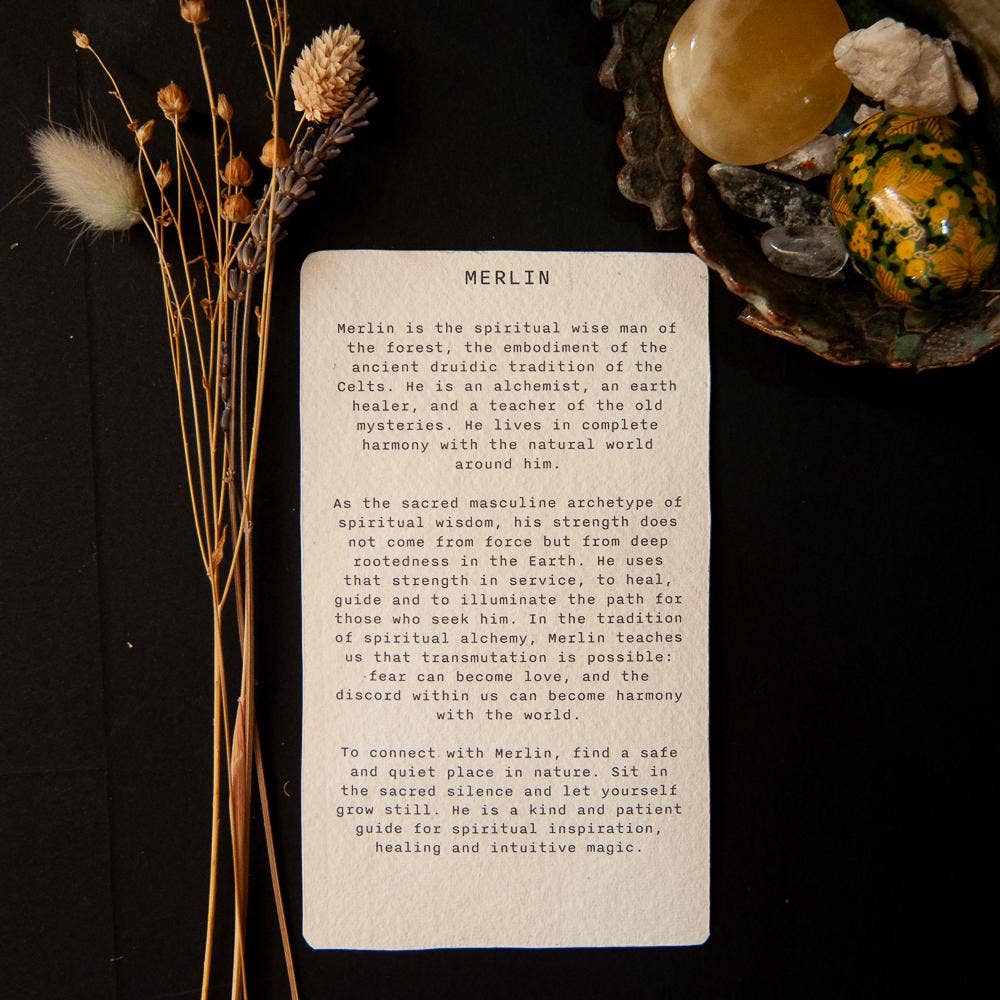 MERLIN ORACLE ALTAR CARD | linocut design