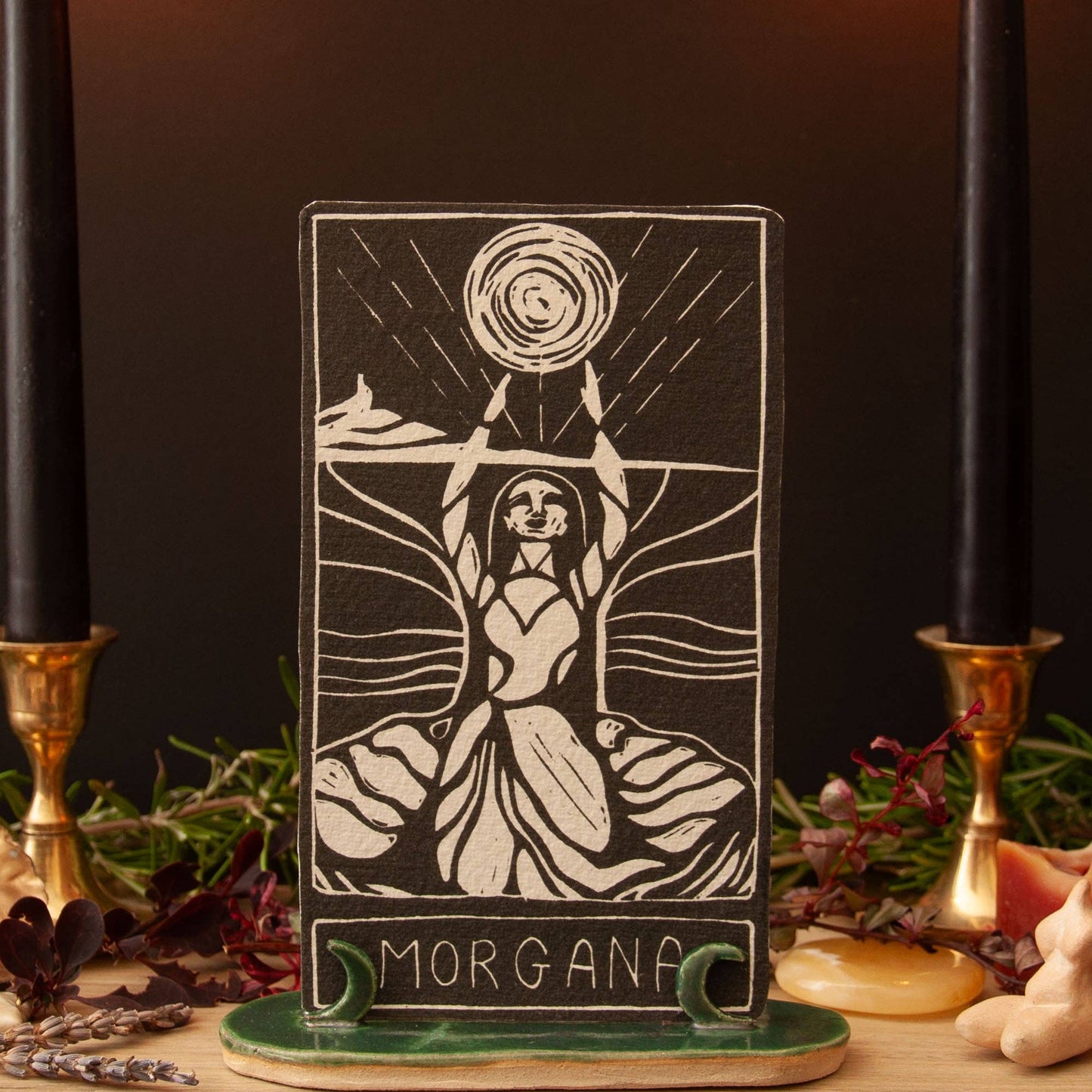 MORGANA ORACLE ALTAR CARD | Linocut design