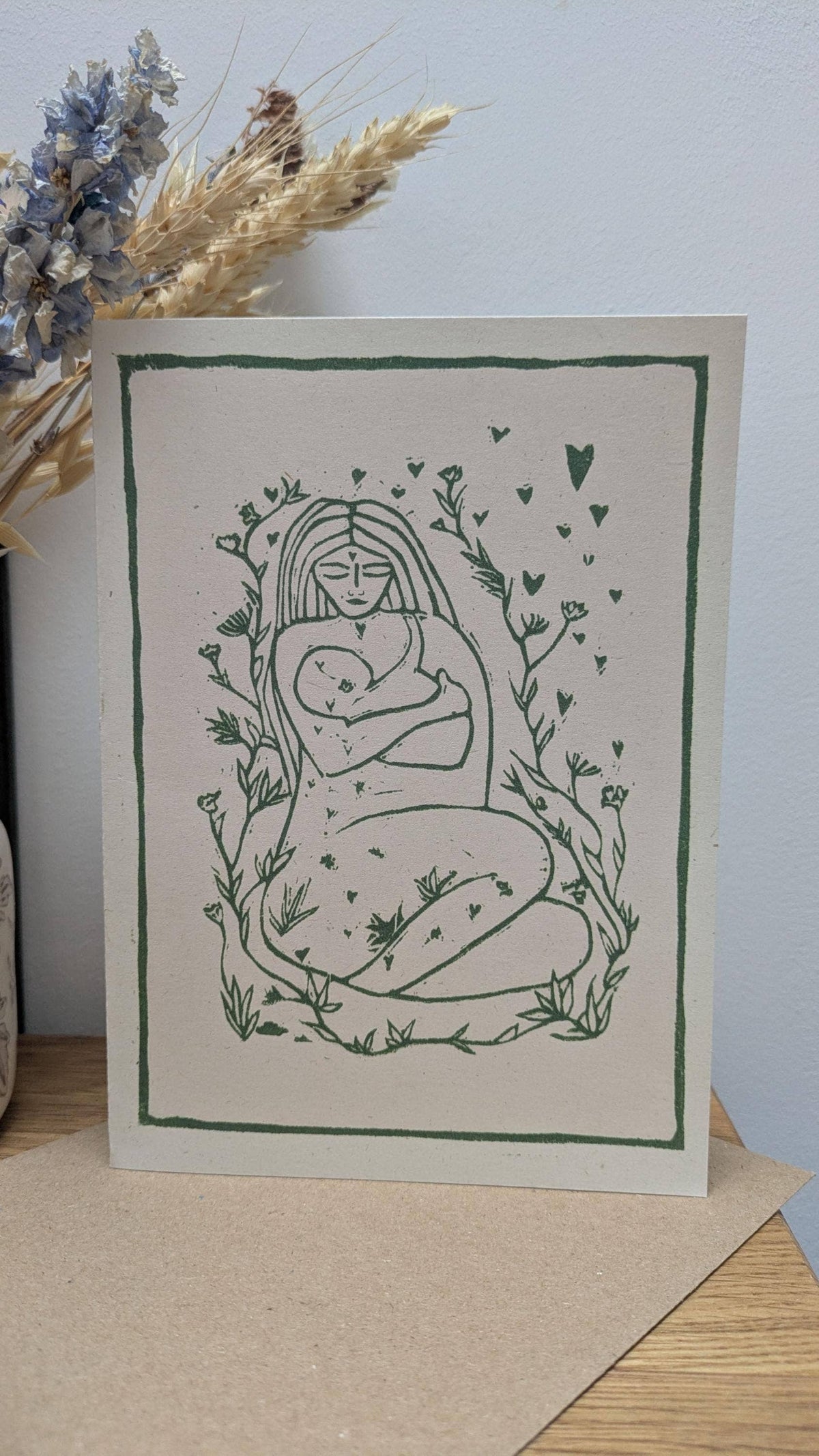 MOTHER AND BABY | Greeting card | Linocut design