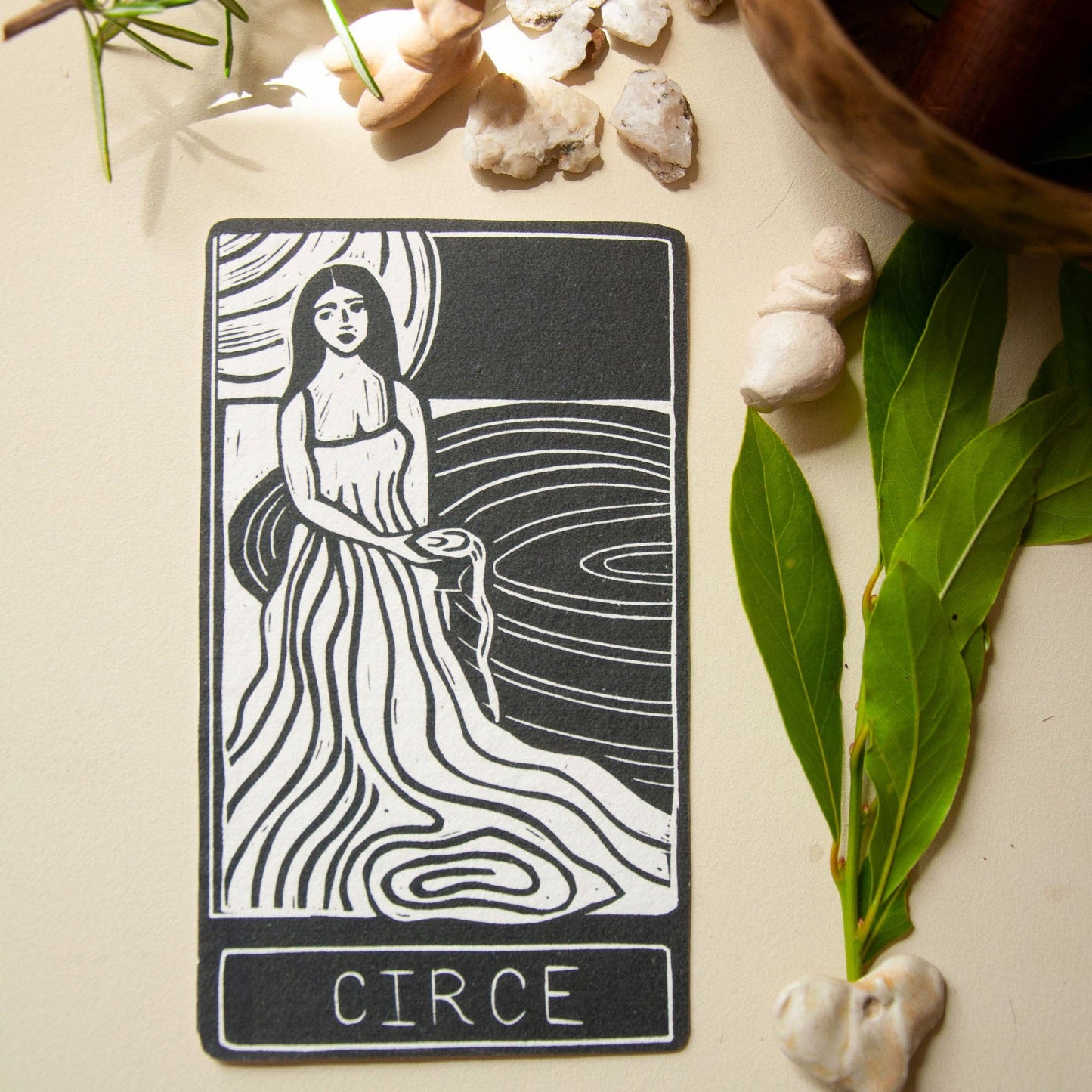 CIRCE ORACLE  ALTAR CARD | Linocut design