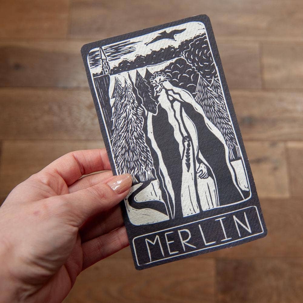 MERLIN ORACLE ALTAR CARD | linocut design