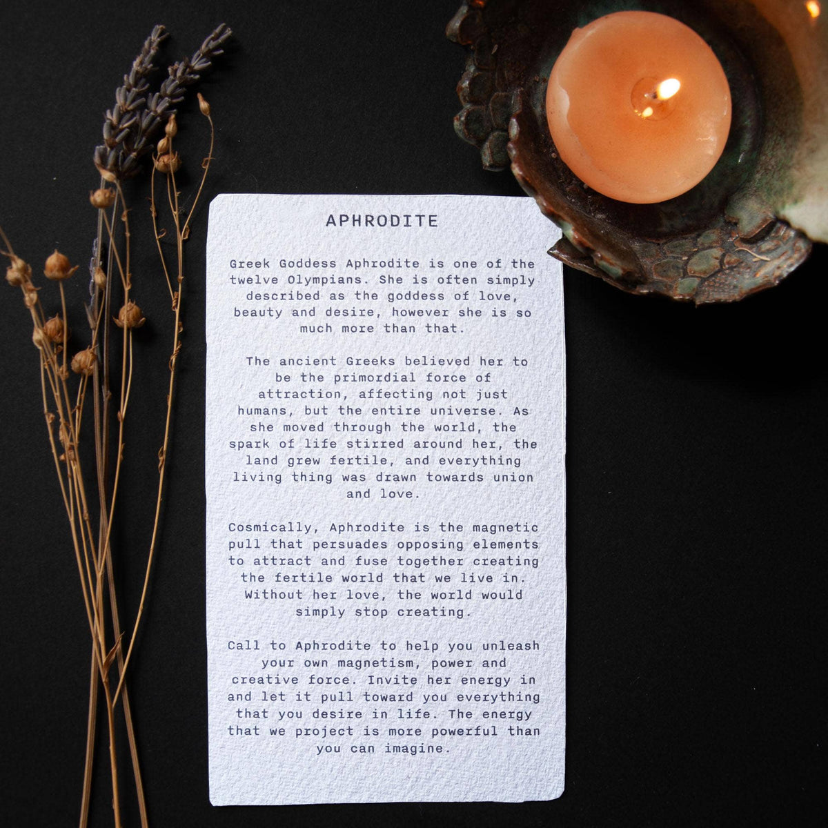 APHRODITE ALTAR CARD| linocut design