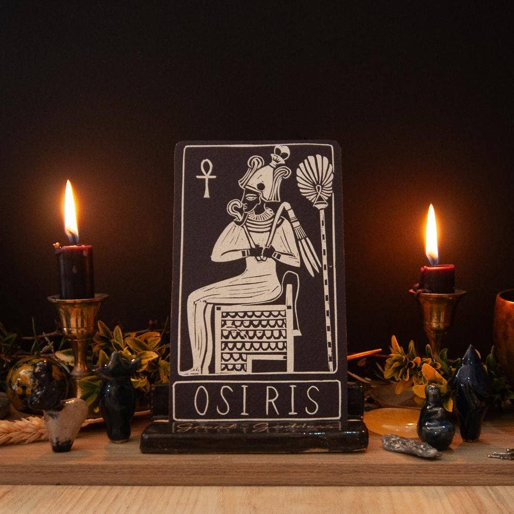 OSIRIS ORACLE ALTAR CARD | Linocut design