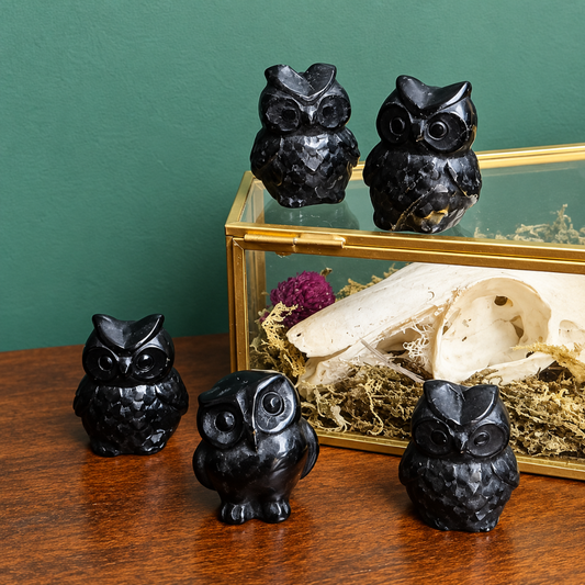 Black obsidian Owls by gaia soul
