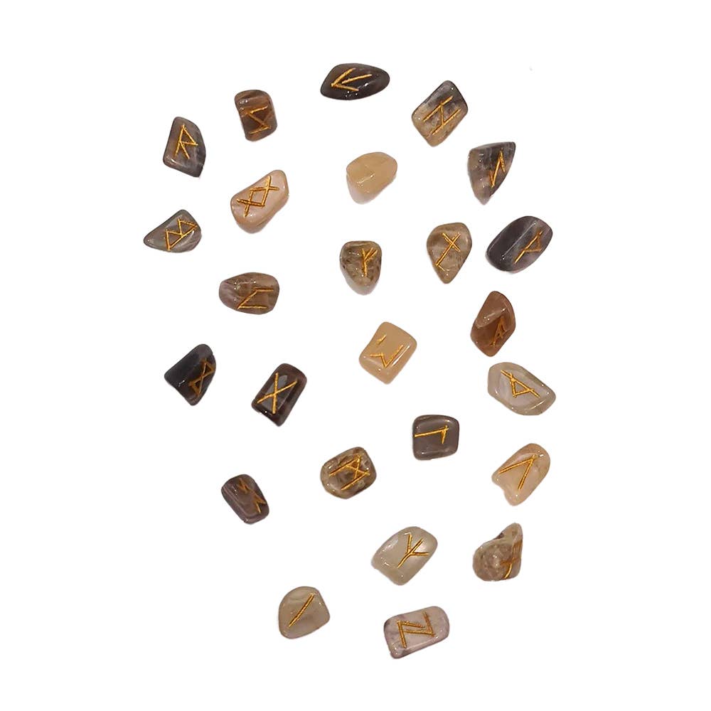 Elder Futhark Rune Set, Tumbled Stones 1-2cm, With Pouch