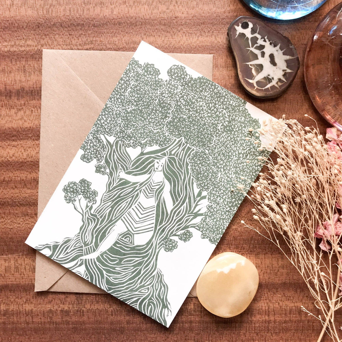 THE DRYAD | Greeting card | Linocut design.